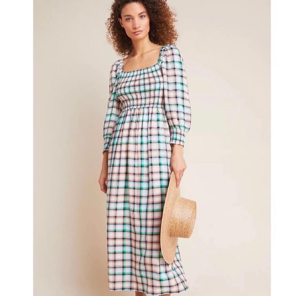 Anthropologie smocked midi
